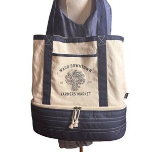 Canvas Waco Farmers Market Bag w Cold Storage Minimalist Functional Essential